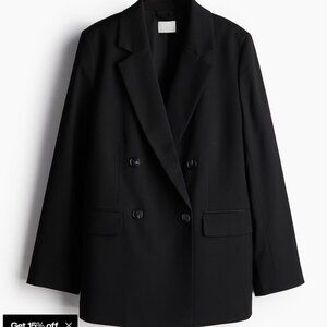Black H&M Double Breasted Oversized Blazer size Large